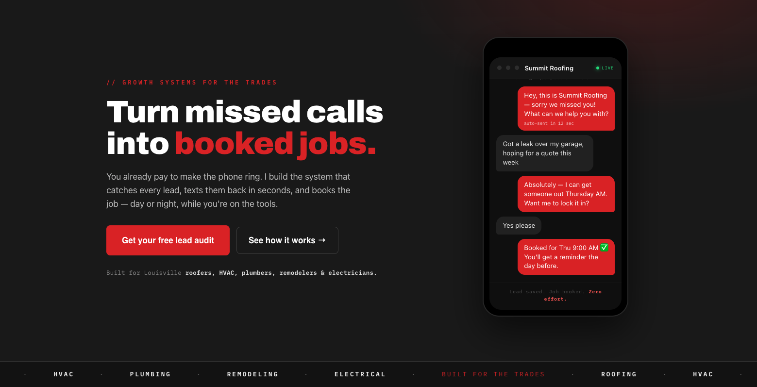 Lead Systems AI — turn missed calls into booked jobs