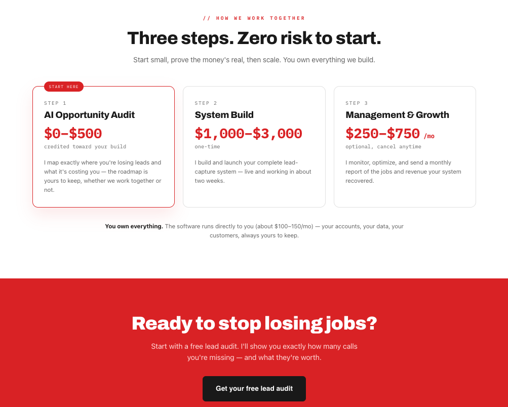 Pricing and steps